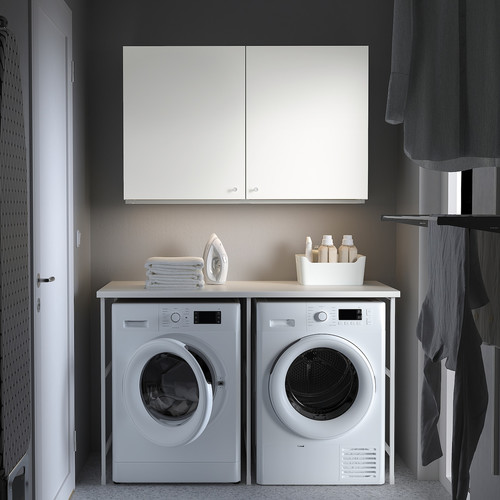 ENHET Storage combination for laundry, white, 139x63.5x85.5 cm