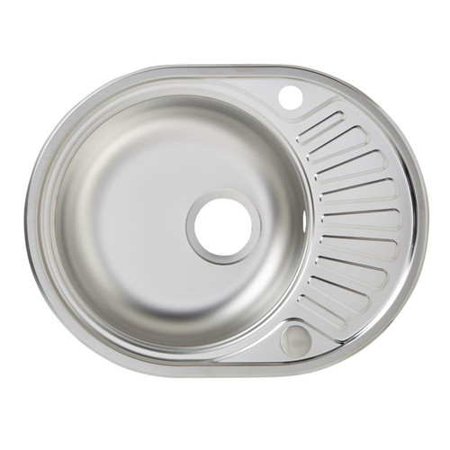 Steel Kitchen Sink Liebig 1 Bowl with Drainer, satin, round