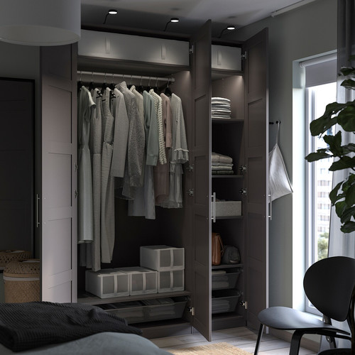 PAX / BERGSBO Wardrobe combination, dark grey, 150x60x236 cm