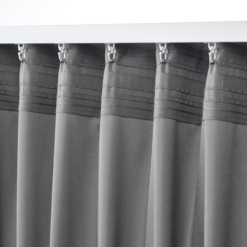 SANDSVINGEL Curtains, 1 pair, grey, 135x300 cm