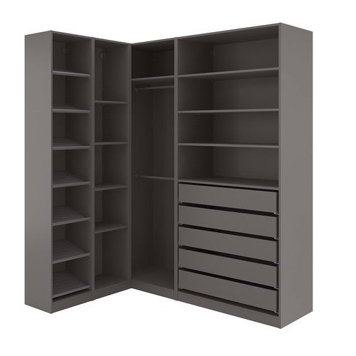 PAX Corner wardrobe, dark grey, 160/188x236 cm