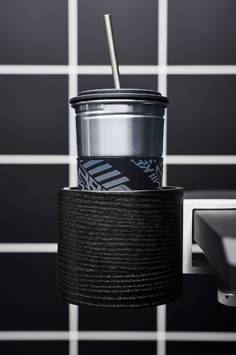 LÅNESPELARE Mug with lid and straw, black