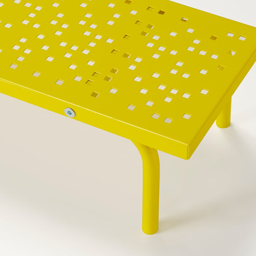 LÅNESPELARE Monitor stand, bright yellow, 97x19 cm