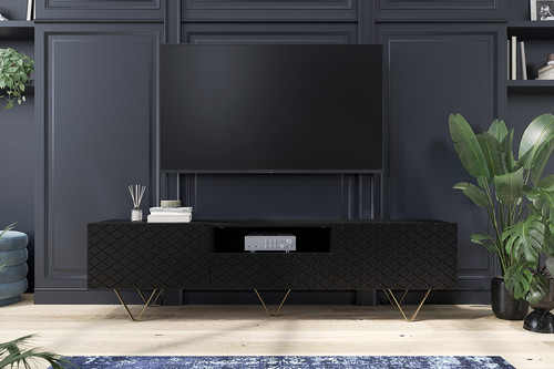 TV Cabinet Scalia, matt black/gold legs