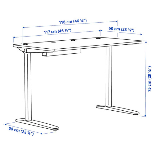 RELATERA Desk combination, white/light gray-green, 117x60 cm