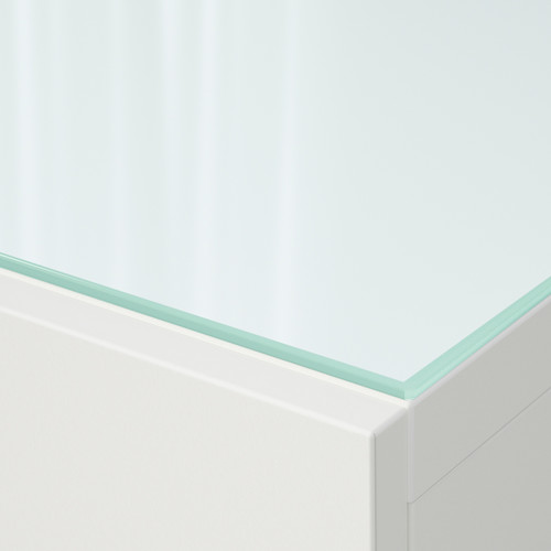 BESTÅ Top panel, glass white/light green, 60x40 cm