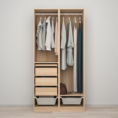 PAX / FORSAND Wardrobe combination, white stained oak effect, 100x60x201 cm