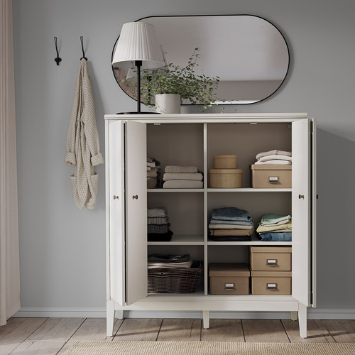 IDANÄS Cabinet with bi-folding doors, white, 121x135 cm