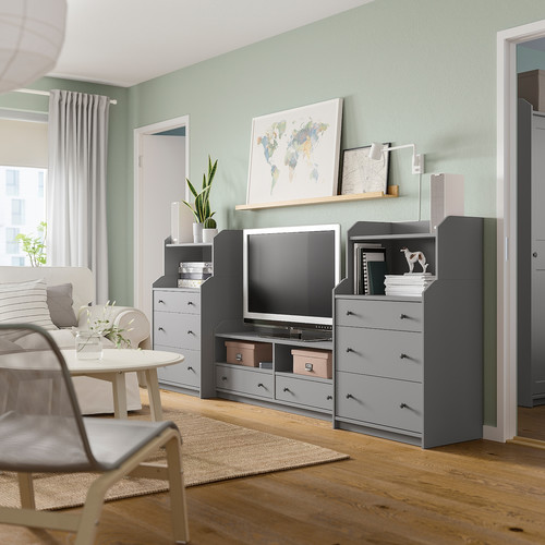 HAUGA TV/storage combination, grey, 277x46x116 cm