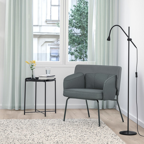 BINGSTA Armchair, Vissle dark grey, Kabusa dark grey