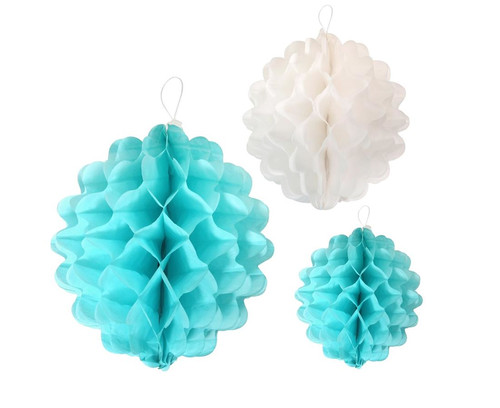 Decoration Honeycomb Ball 3pcs 15, 22, 29cm, blue mix