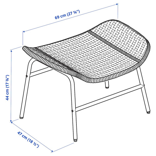 FRYKSÅS Armchair and footstool, rattan/Risane natural