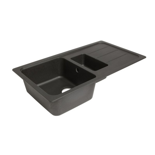 Cooke&Lewis Granite Kitchen Sink Arber 1.5 Bowl with Drainer, black