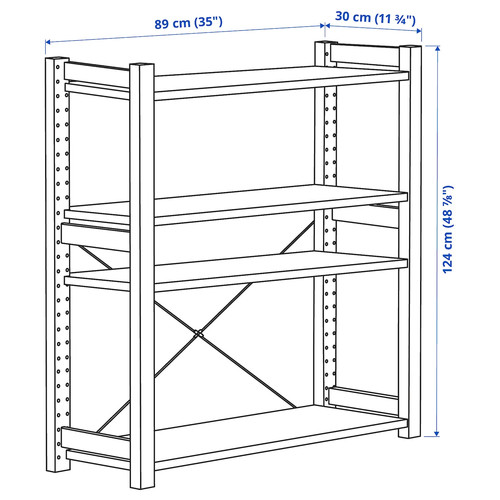 IVAR Shelving unit, pine, 89x30x124 cm