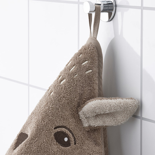 TROLLDOM Baby towel with hood, deer/brown, 80x80 cm