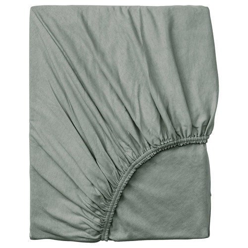 VÅRVIAL Fitted sheet for day-bed, grey-green, 80x200 cm