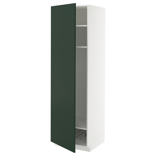 METOD High cabinet w shelves/wire basket, white/Havstorp deep green, 60x60x200 cm