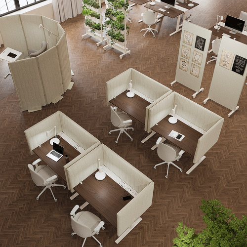 MITTZON Desk sit/stand, electric walnut veneer/white, 140x80 cm