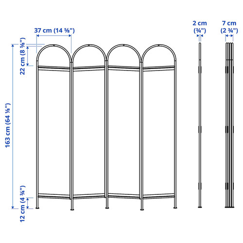 GRÅFJÄLLET Room divider, anthracite, 150x175 cm