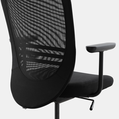 FLINTAN Office chair with armrests, black