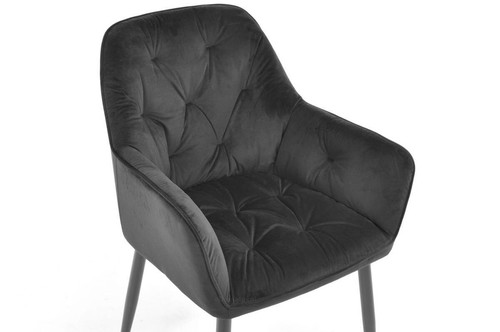 Glamour Chair with Armrests EMMA, velvet, black