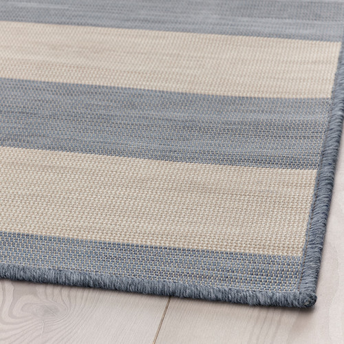 VRENSTED Rug flatwoven, in/outdoor, beige, light blue, 133x195 cm