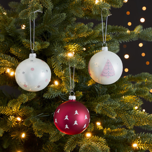 Christmas Glass Baubles Set Festive Gatherers 6pcs