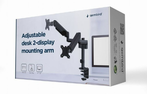 Gembird Adjustable Desk 2-display Mounting Arm for Monitors 17-32" 9kg