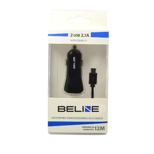 Beline Car Charger 2xUSB + microUSB 2.1A, black