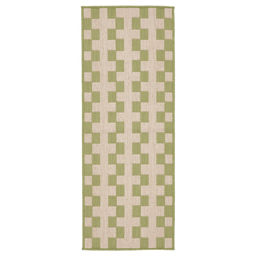 GÅNGSTIG Kitchen mat, flatwoven green/off-white, 80x200 cm