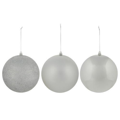 Christmas Bauble XL, silver, 3pcs