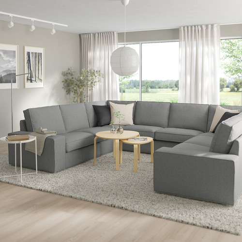 KIVIK U-shaped sofa, 6 seat, Tibbleby beige/grey