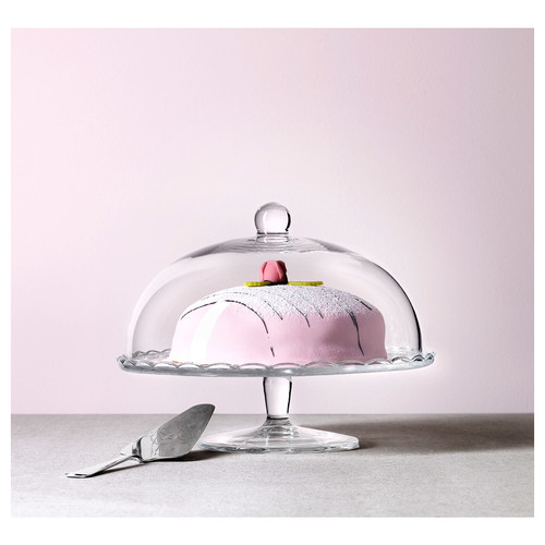 ARV BRÖLLOP Cake stand with lid, clear glass, 29 cm