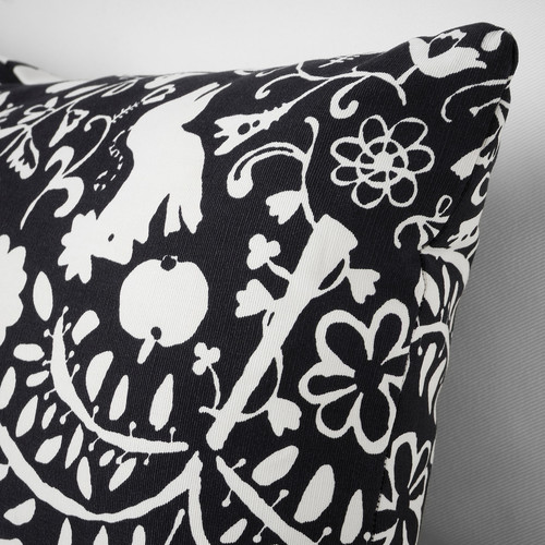 SANDMOTT Cushion, black/white, 30x58 cm