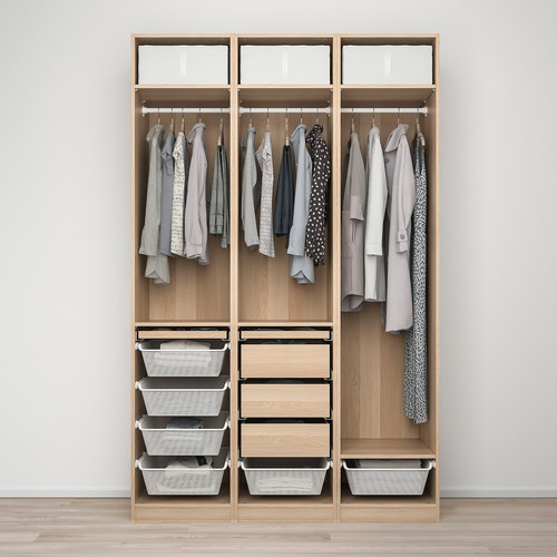 PAX / BERGSBO Wardrobe combination, white stained oak effect, 150x60x236 cm