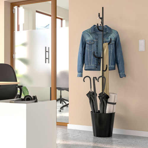 ÄLGANÄS Hat and coat stand, black, 173x33 cm