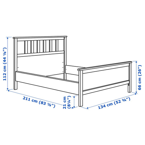 HEMNES Bed frame, white stain, 120x200 cm