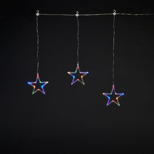 Christmas Stars 3 LED Window Decoration, multicolour, battery-operated