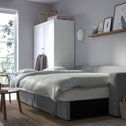 BÅRSLÖV 3-seat sofa-bed, Tibbleby beige/grey