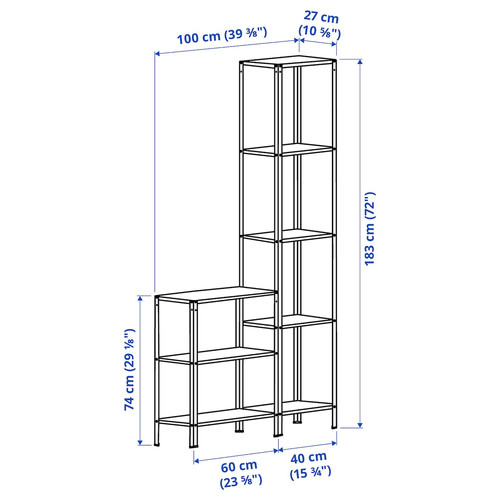 HYLLIS Shelving unit in/outdoor, 100x27x74-183 cm