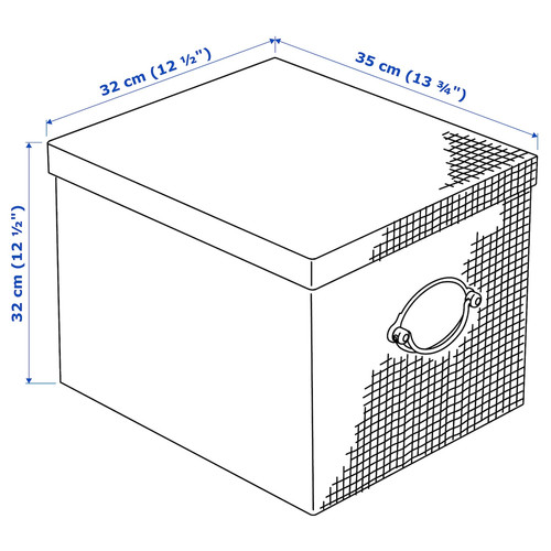 KVARNVIK Storage box with lid, grey, 32x35x32 cm