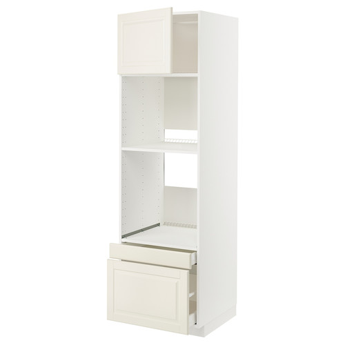 METOD / MAXIMERA Hi cab f ov/combi ov w dr/2 drwrs, white/Bodbyn off-white, 60x60x200 cm