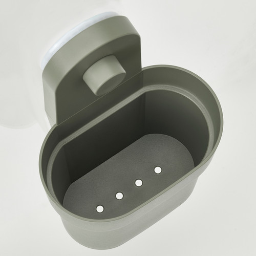 ÖBONÄS Container with suction cup, grey-green