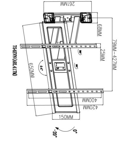 TB TV Wall Mount 37-70" max. 35kg VESA 600x400 TB-754E