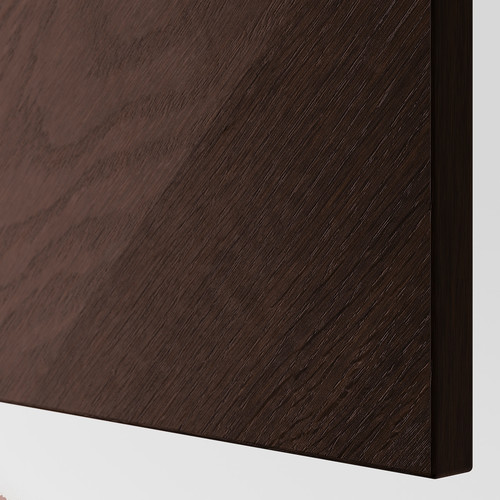 BESTÅ Wall cabinet with 2 doors, black-brown Hedeviken/dark brown stained oak veneer, 60x22x128 cm