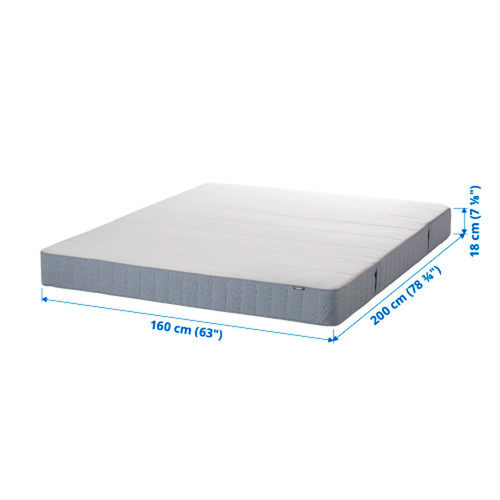 VESTMARKA Spring mattress, firm/light blue, 160x200 cm