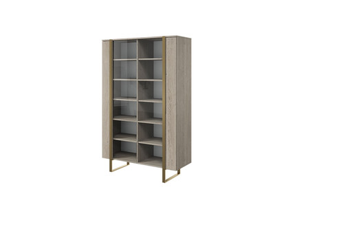 High Cabinet Display Cabinet Verica 120 cm, biscuit oak, gold legs