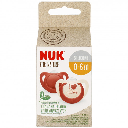 NUK Soother Pacifier For Nature 2pcs 0-6m, pink