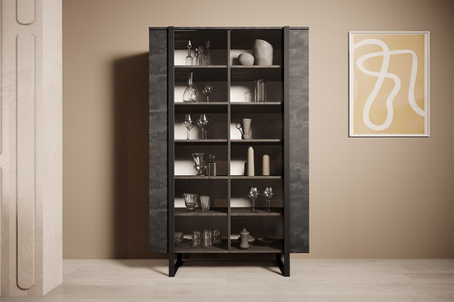 High Display Cabinet Verica 120 cm, charcoal, black legs