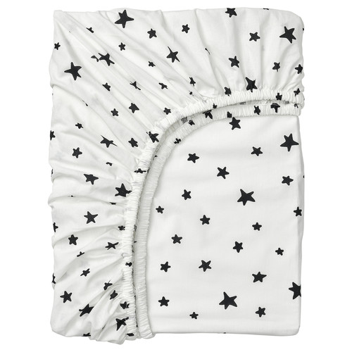 BUSENKEL Fitted sheet, star pattern/white, 90x200 cm